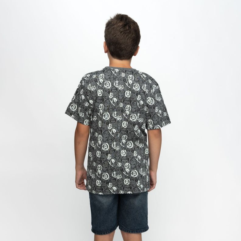 Polera Niño Avengers Caras Negro Marvel-1