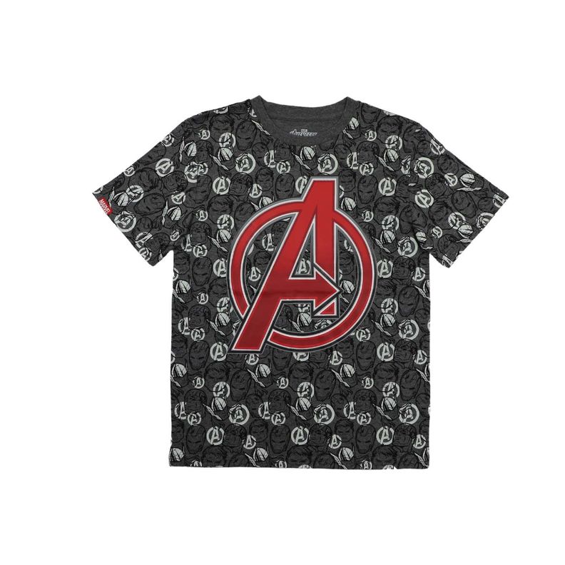 Polera Niño Avengers Caras Negro Marvel-2