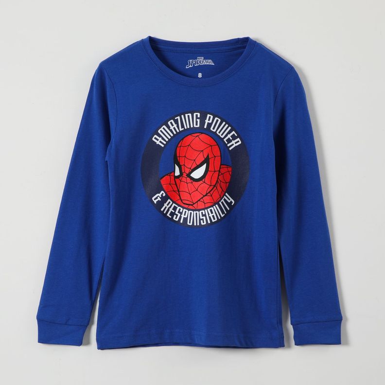 Polera Manga Larga Niño Cara Azul Marvel-0