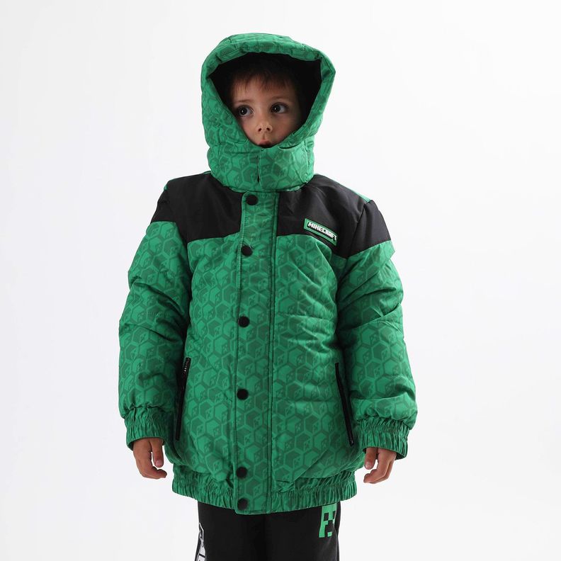 Parka Niño Pixels Verde Minecraft-0