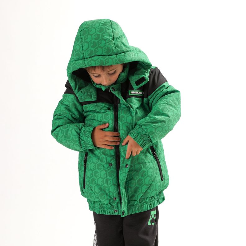 Parka Niño Pixels Verde Minecraft-1