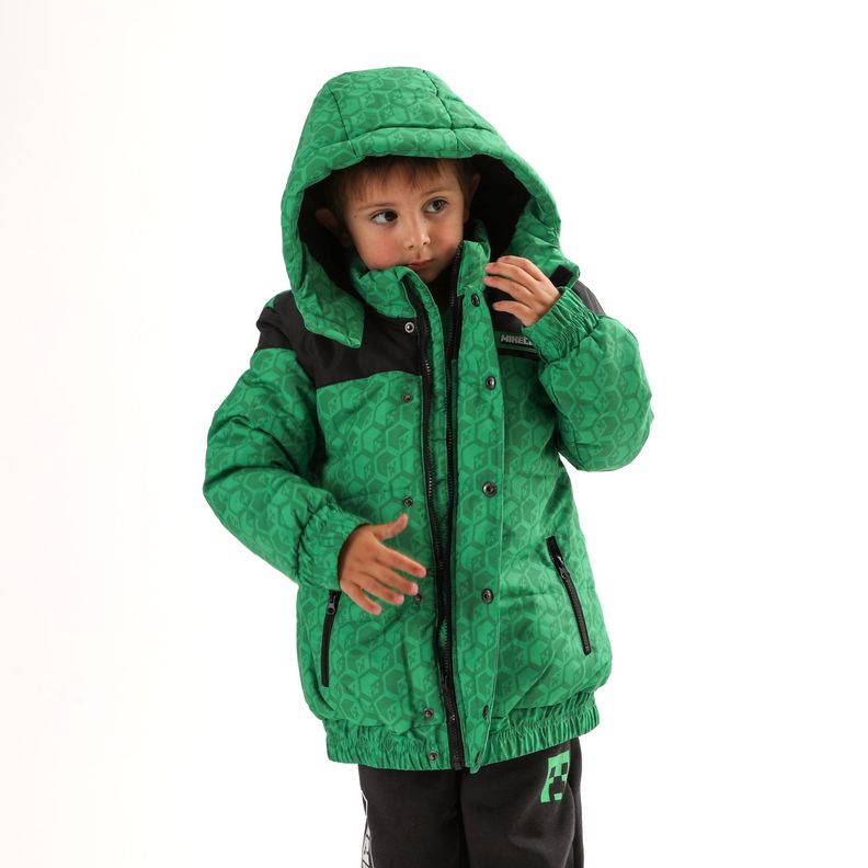 Parka Niño Pixels Verde Minecraft-2