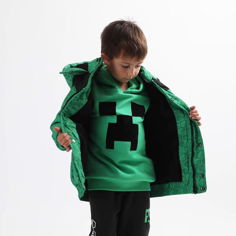 Parka Niño Pixels Verde Minecraft-3