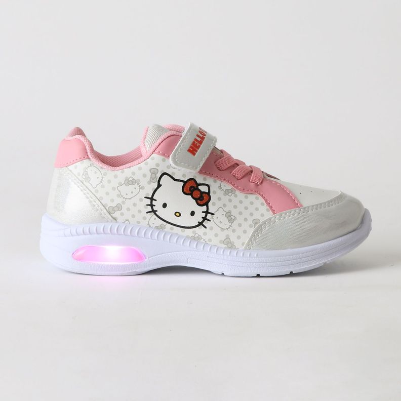 Zapatilla Luces Nina Velcro Blanco Hello Kitty