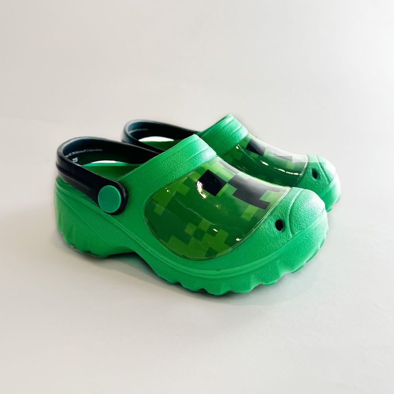 Zueco de Eva Niño Creepers Pixeles Verde Minecraft-0