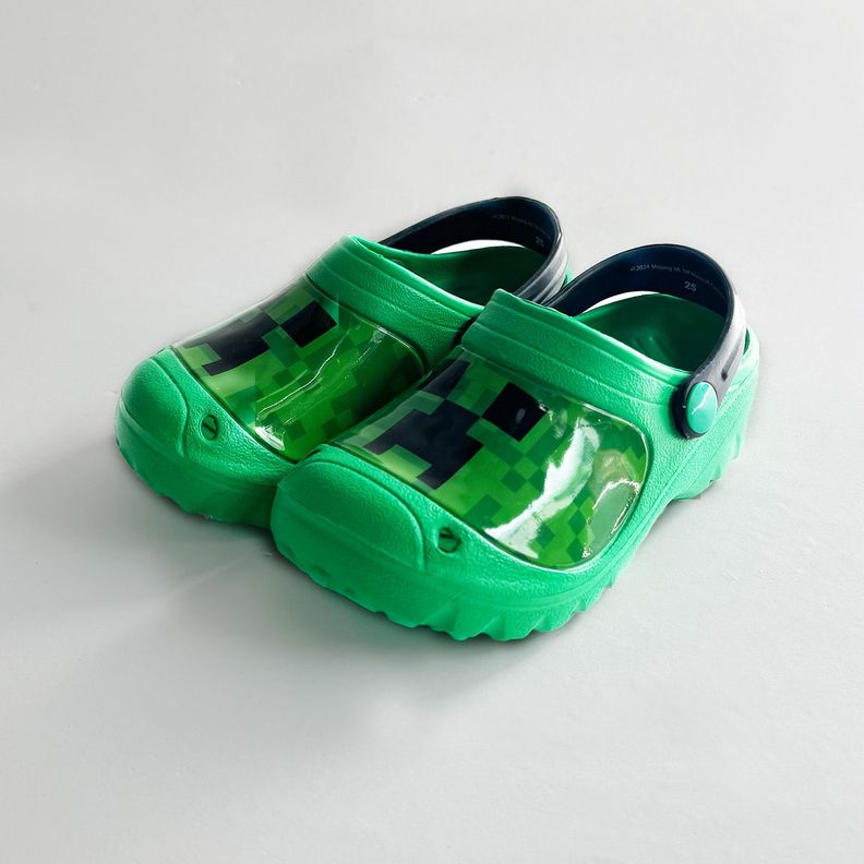 Zueco de Eva Niño Creepers Pixeles Verde Minecraft-5