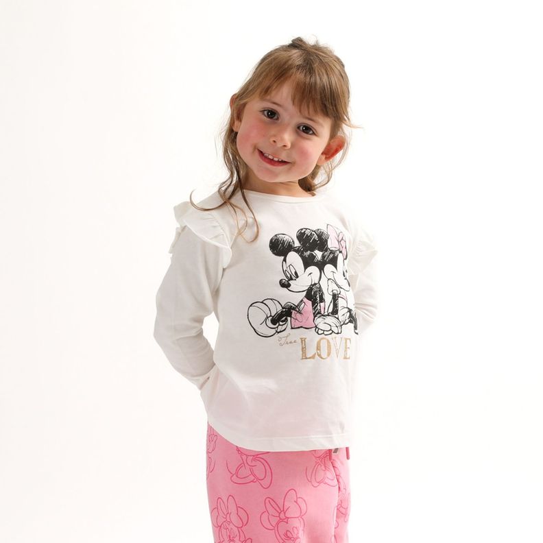 Polera Manga Larga Niña Minnie The Love Beige Minnie-0