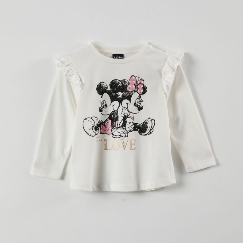 Polera Manga Larga Niña Minnie The Love Beige Minnie-1