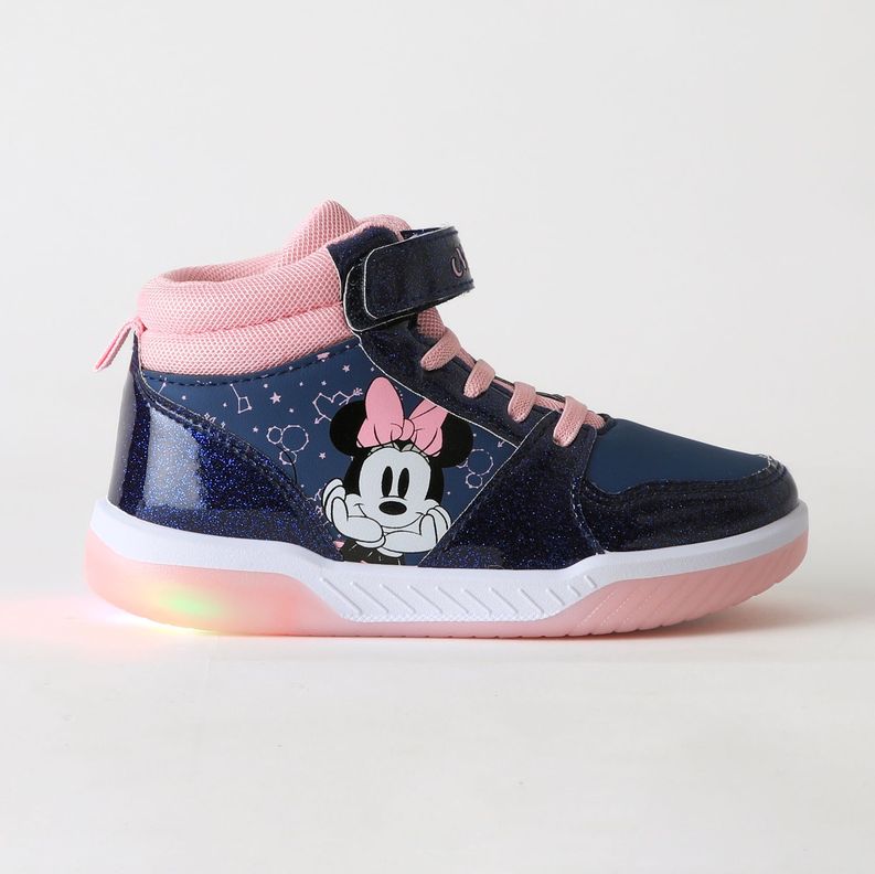 Zapatilla Cana Alta Nina Luces Azul Minnie Disney 24