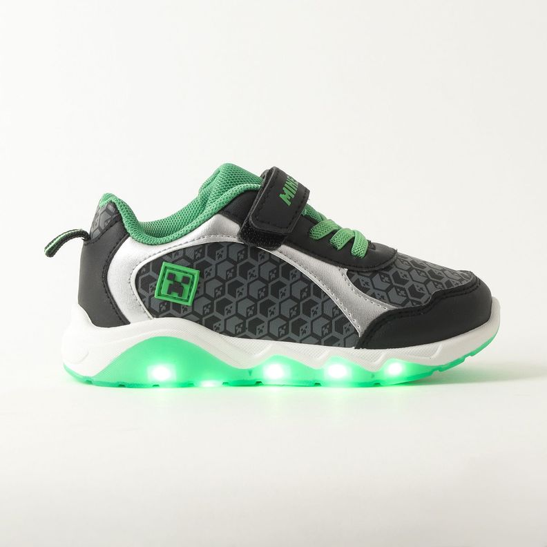 Zapatilla Con Luces Niño Detalles Gris Minecraft-0