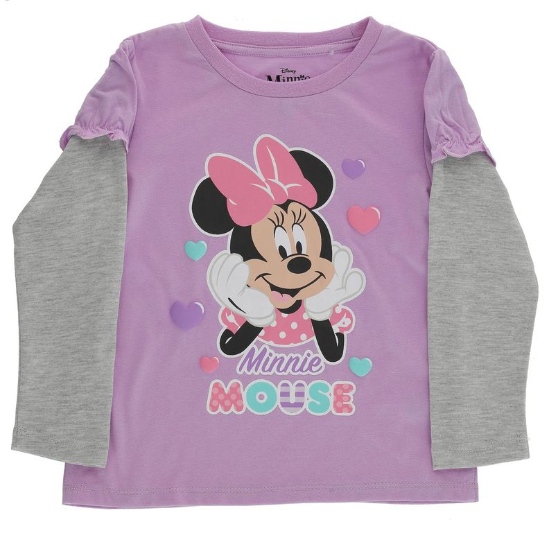 Polera Manga Larga Niña Minnie Moño Morado Disney-0