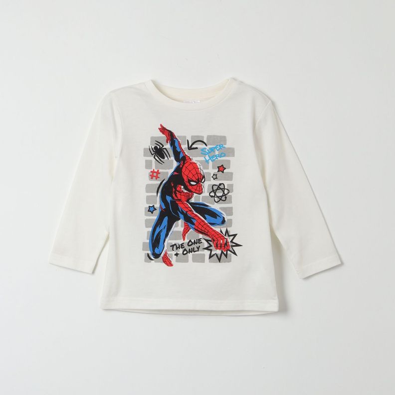 Polera Manga Larga Niño Spiderman The One Blanco Marvel-0