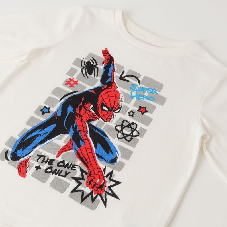 Polera Manga Larga Niño Spiderman The One Blanco Marvel-1