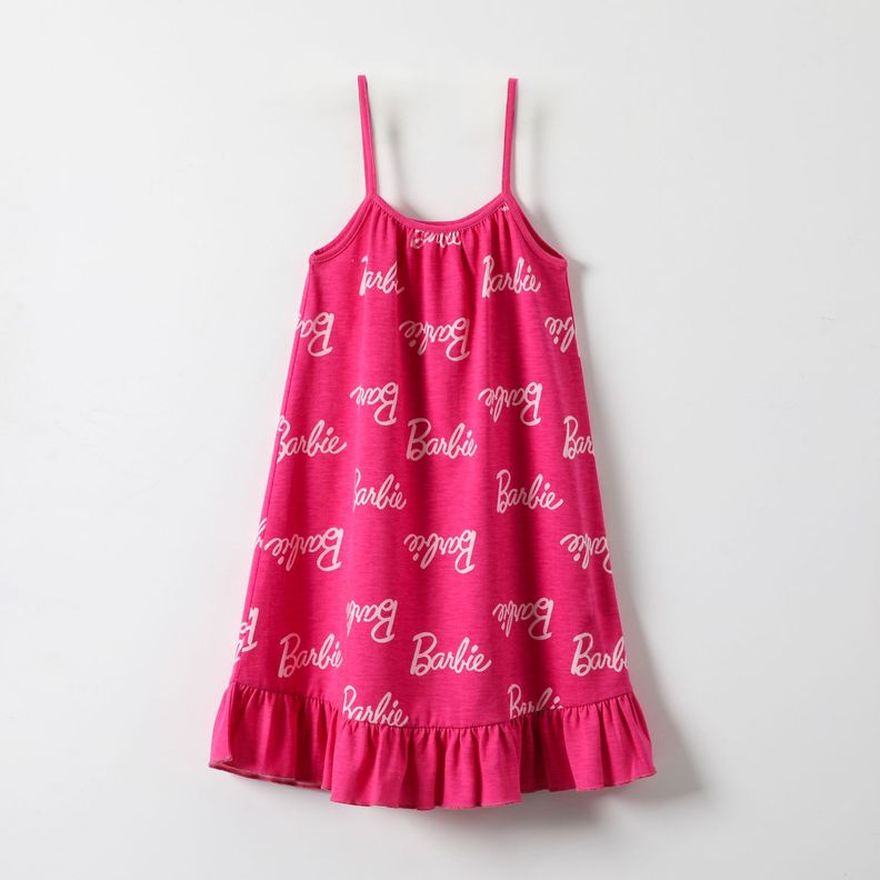 Vestido Niña Full Print Fucsia Barbie-0