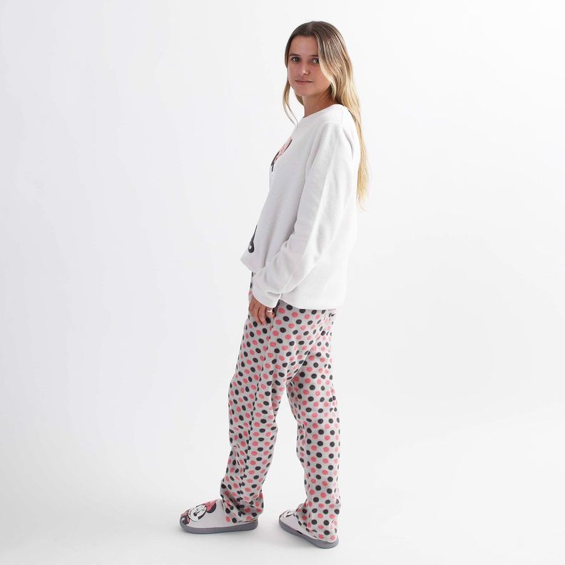Pijama Polar Mujer Minnie Posando Gris Disney-1
