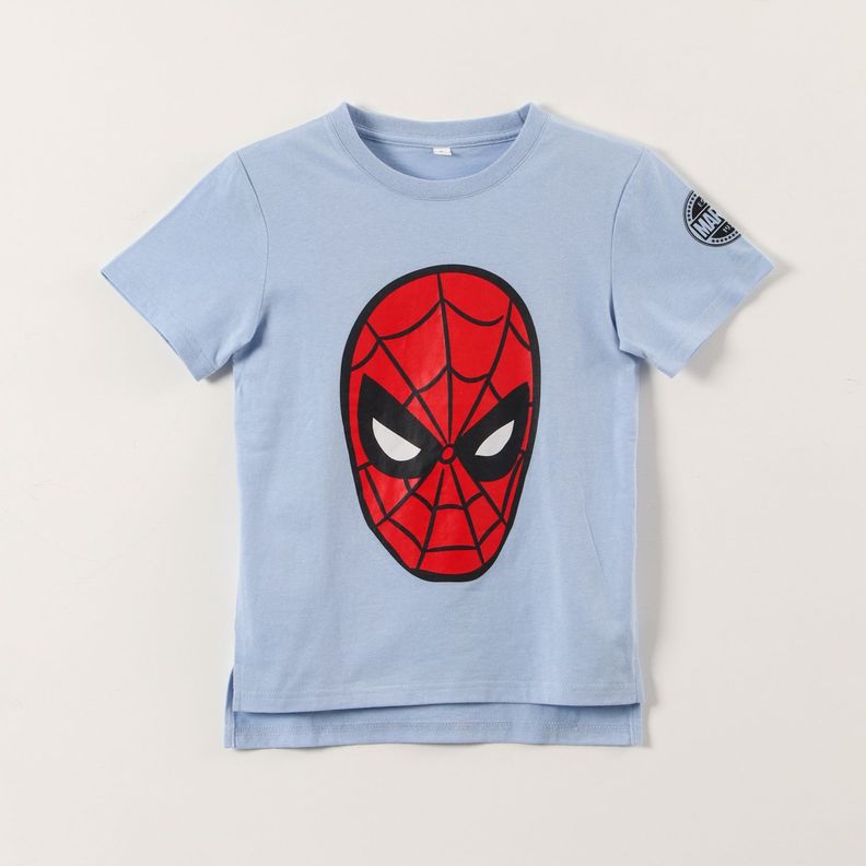 Polera Manga Corta Niño Spiderman Celeste Marvel-0