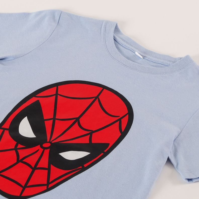 Polera Manga Corta Niño Spiderman Celeste Marvel-1