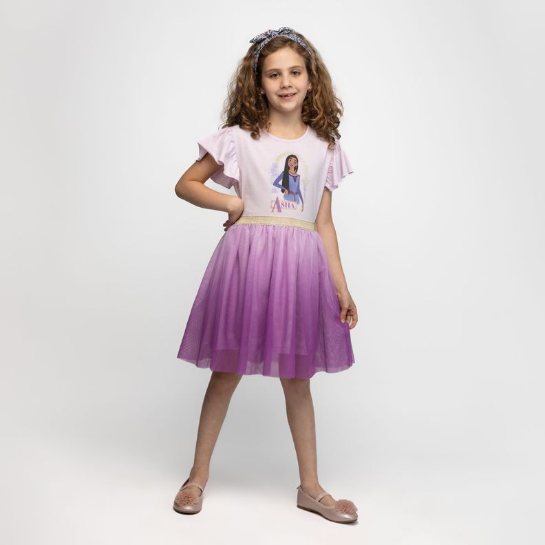 Vestido Niña Wish Brillos Rosa Disney-0
