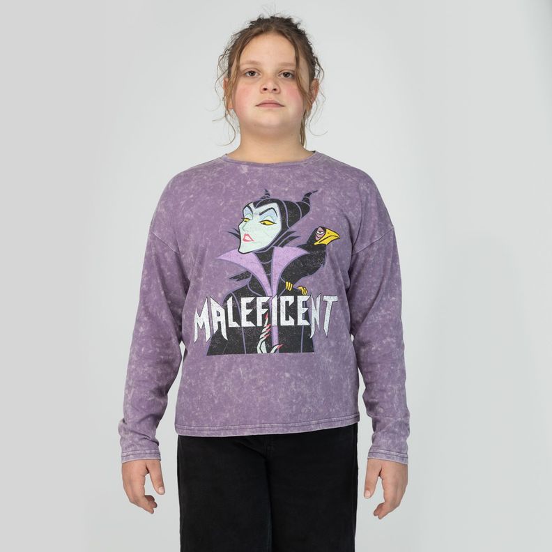 Polera Manga Larga Niña Villanas Malefica Morado Disney-1