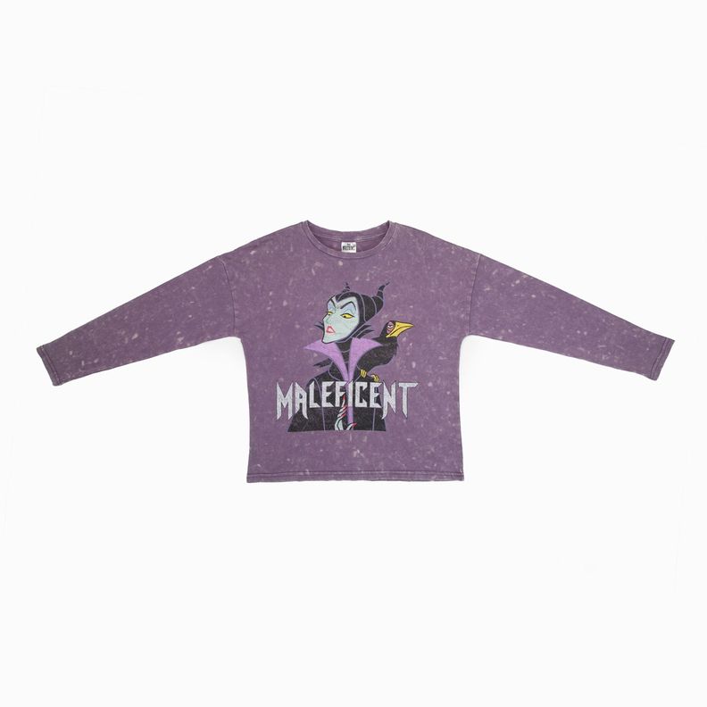 Polera Manga Larga Niña Villanas Malefica Morado Disney-4