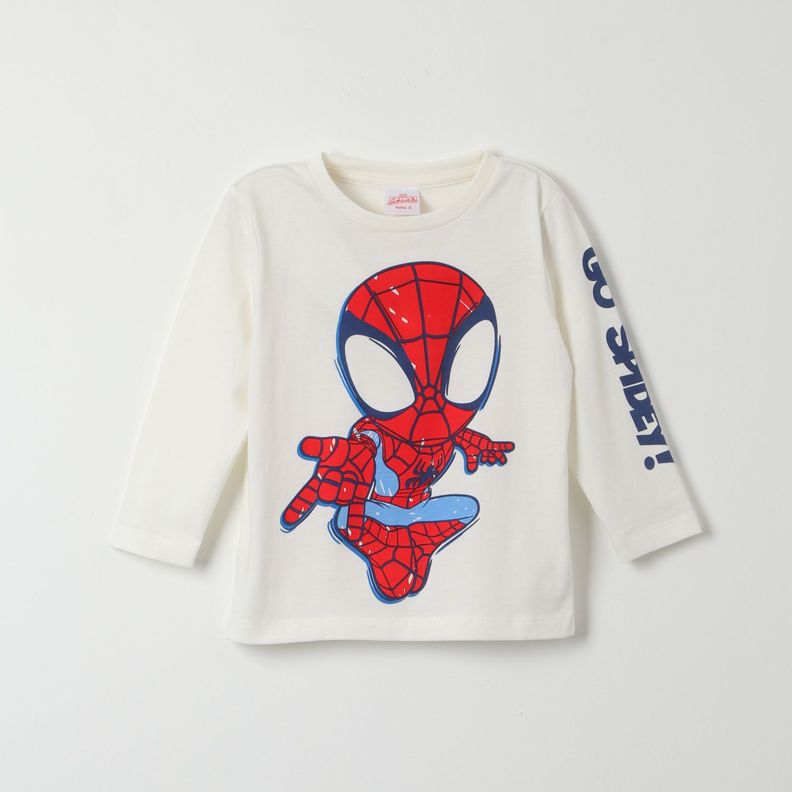 Polera Manga Larga Niño Spidey Go Spidey Beige Marvel-0