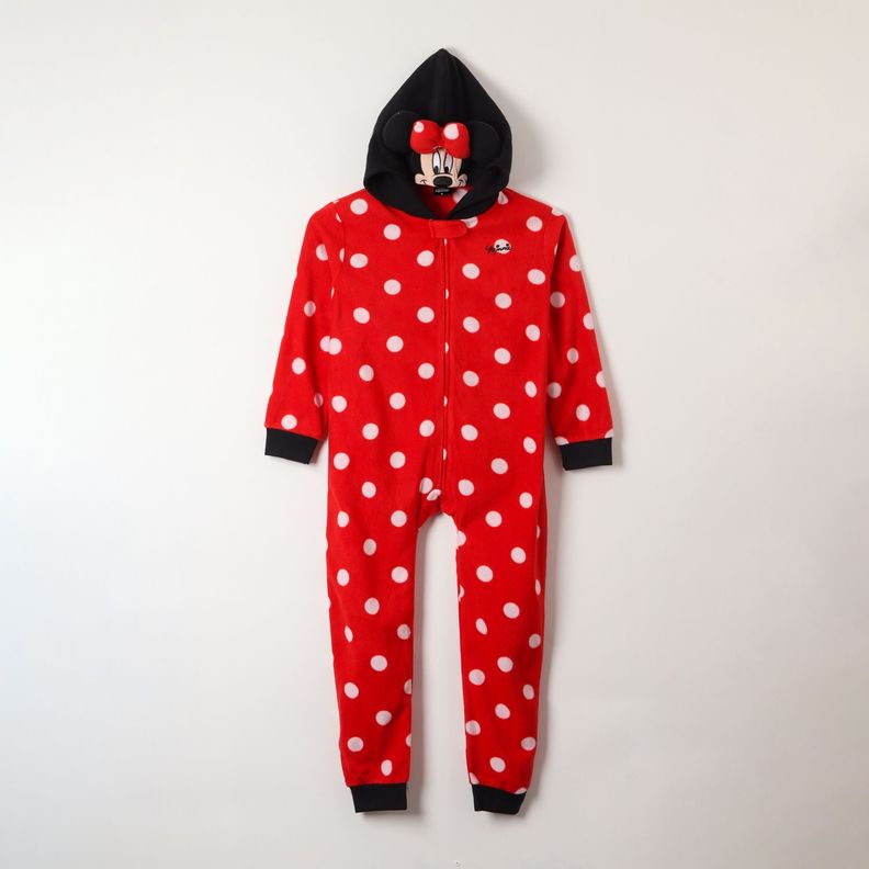 Pijama Polar Niña Minnie Entero Rojo Disney (Talla 6,8 y 10)-0