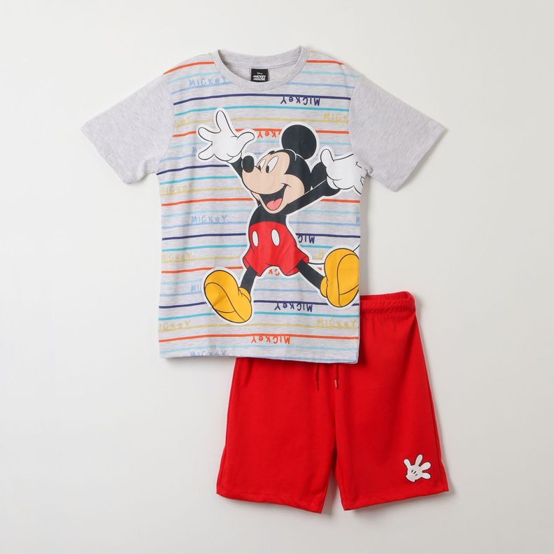 Pijama Corto Niño Mickey Alegre Gris Disney-0