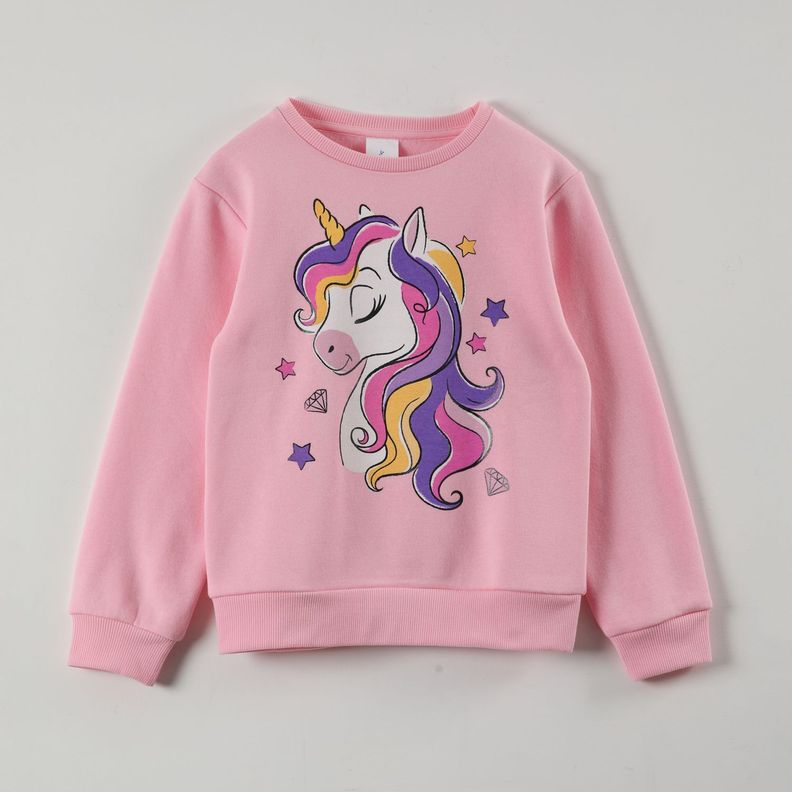 Poleron Niña Diamonds Rosado Unicornio-0