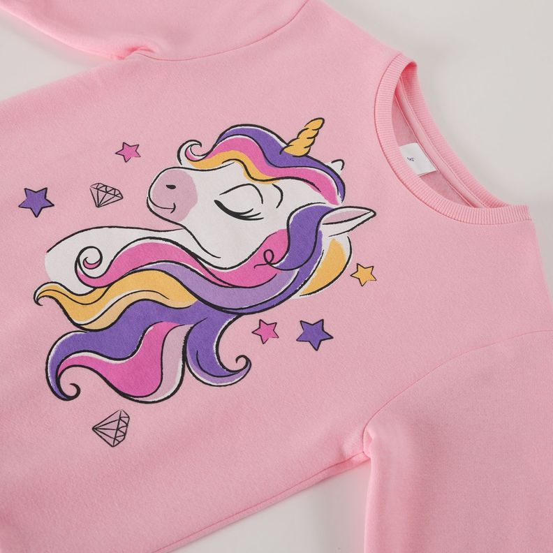 Poleron Niña Diamonds Rosado Unicornio-1