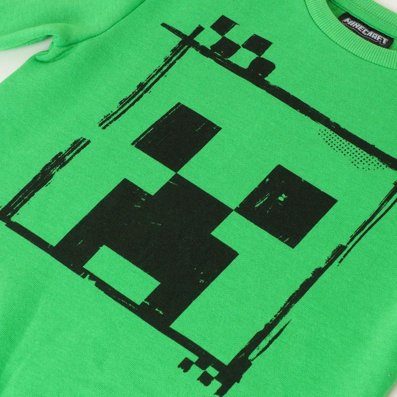 Poleron Niño Creeper Face Verde Minecraft-1