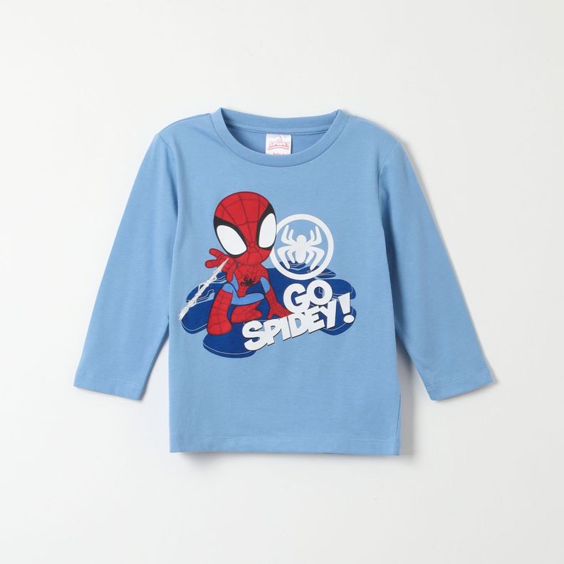 Polera Manga Larga Niño Spidey Go! Celeste Marvel-0