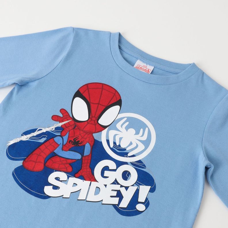 Polera Manga Larga Niño Spidey Go! Celeste Marvel-1
