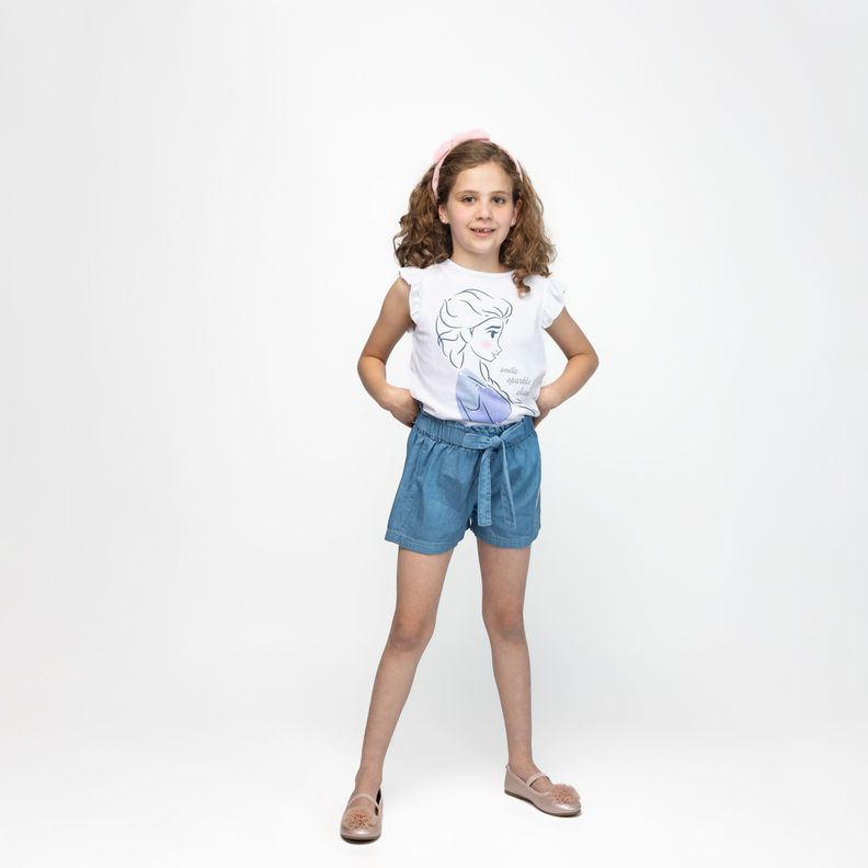 Short Niña Elsa Frozen Celeste Disney-0
