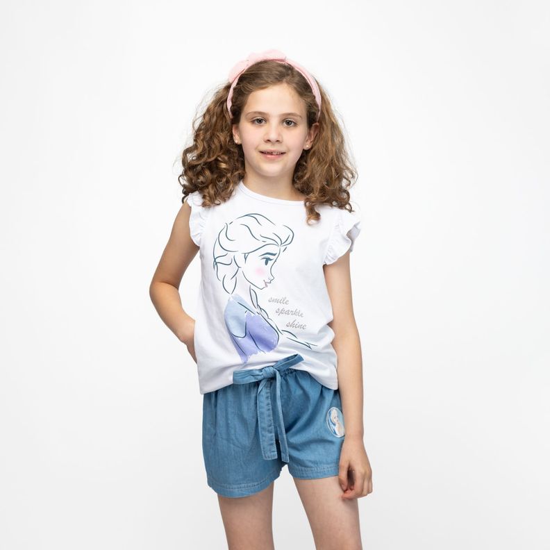 Short Niña Elsa Frozen Celeste Disney-1