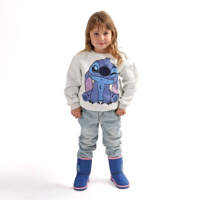 Poleron Niña Lilo & Stitch Gesto Gris Disney-0