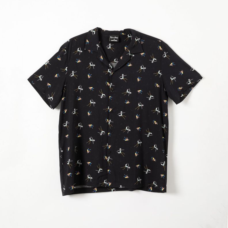 Guayabera Hombre Full Print Negro Rick and Morty-0