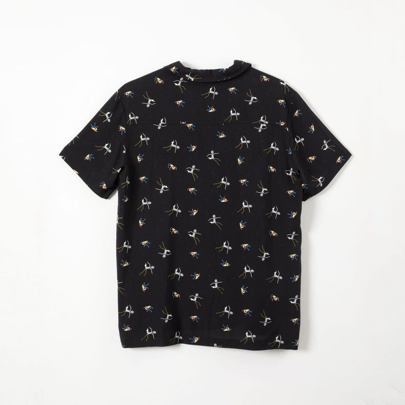 Guayabera Hombre Full Print Negro Rick and Morty-1