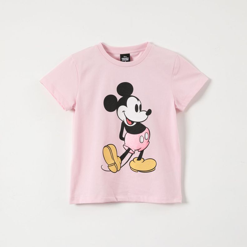 Polera Manga Corta Niña Mickey Rosado Disney-0