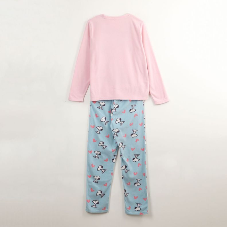 Pijama Polar Mujer Corazones Rosado Snoopy-5