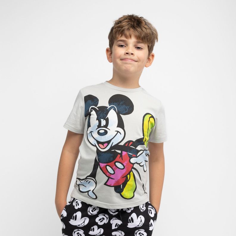 Polera Manga Corta Niño Personaje Mickey Gris Disney-1