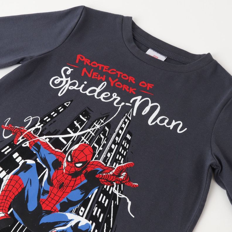 Polera Manga Larga Niño Spiderman Protector Gris Marvel-1
