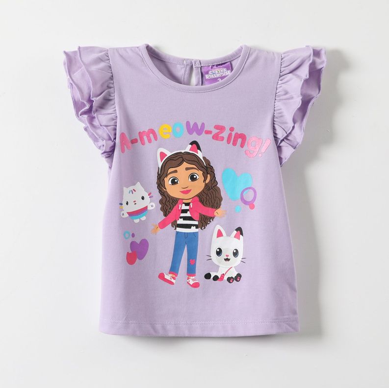 Polera Manga Corta Niña Amazing Lila Gabby Dollhouse-0