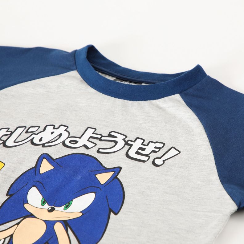 Polera Manga Corta Niño Raglan Gris Sonic-2
