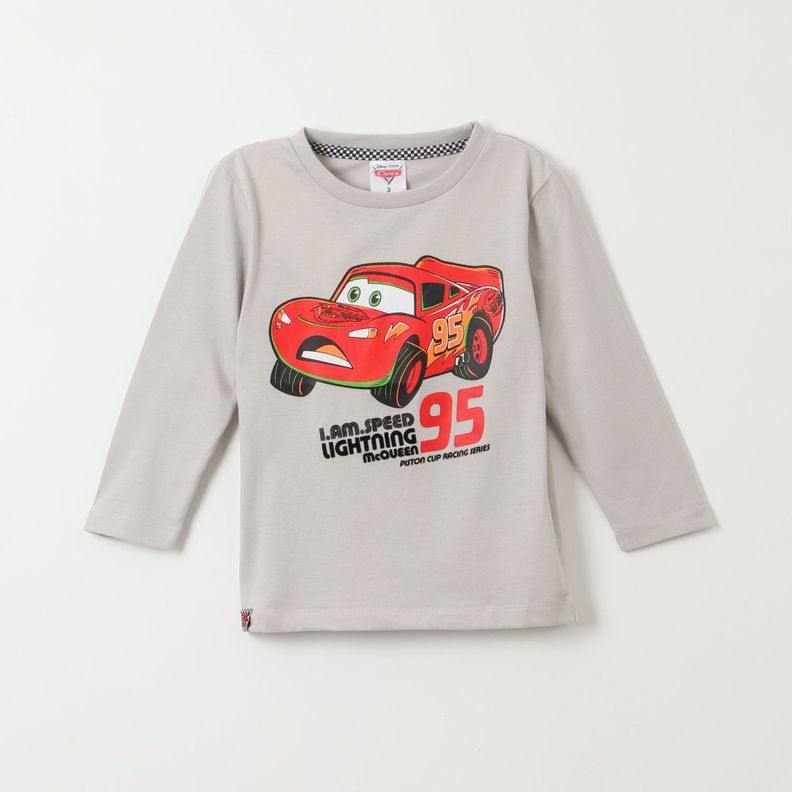 Polera Manga Larga Niño Cars Piston Cup Beige Disney-0