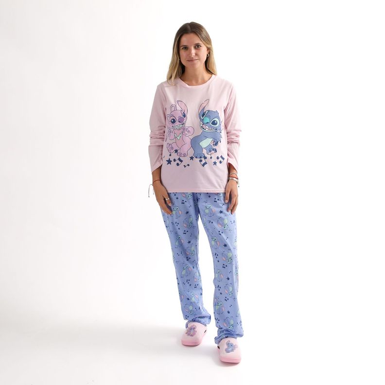 Conjunto Pijama Mujer Lilo & Stitch Friends Rosado Disney-0