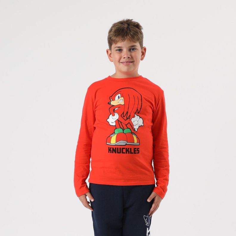Polera Manga Larga Niño Knuckles Rojo Sonic-0