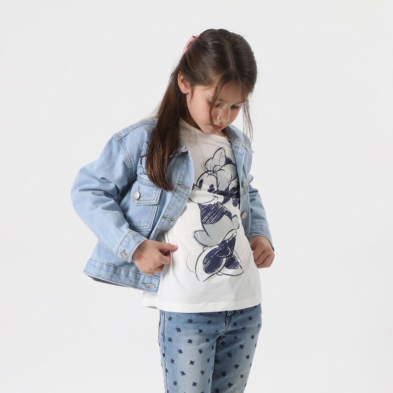 Polera Manga Larga Niña Vuelos Minnie Blanco Disney-1