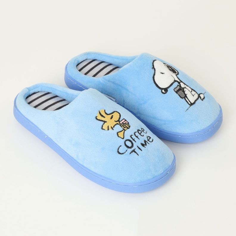 Pantufla Mujer Coffee Time Azul Snoopy-1