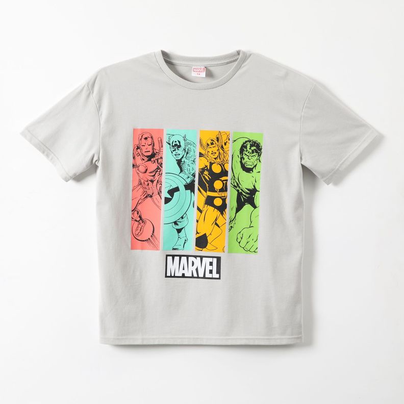 Polera Manga Corta Niño Personajes Avengers Gris Marvel-0