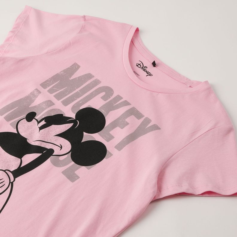 Polera Manga Corta Mujer Ratoncito Enojado Rosado Mickey-1